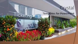  Presentation with ticket - Colorful presentation enhanced with singapore-february-12-ticket-office backdrop and a light blue colored foreground