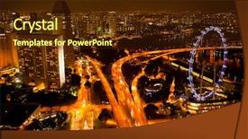  Presentation with marina - Presentation theme with singapore from roof marina bay background and a tawny brown colored foreground