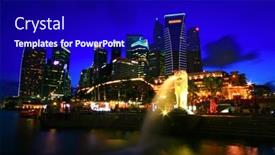  Presentation with merlion - Slides consisting of singapore-jan-23-merlion background and a navy blue colored foreground