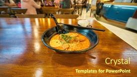  Presentation with noodle - Beautiful slides featuring singapore-january-20-2020-laksa backdrop and a tawny brown colored foreground