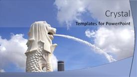  Presentation with merlion - Presentation theme enhanced with singapore-march-8-2018-merlion background and a light blue colored foreground