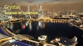  Presentation with marina - Slide deck featuring singapore-marina-bay-rooftop-view background and a coral colored foreground