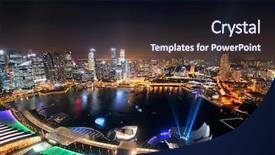  Presentation with marina - Colorful PPT theme enhanced with singapore marina bay rooftop view backdrop and a wine colored foreground