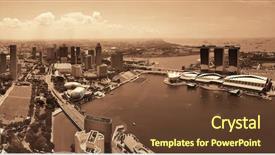  Presentation with singapore - Audience pleasing theme consisting of singapore marina bay rooftop view backdrop and a tawny brown colored foreground
