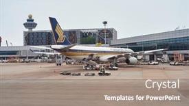  Presentation with changi airport - Beautiful PPT theme featuring singapore-november-04-2015-aircraft backdrop and a gray colored foreground