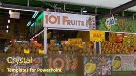  Presentation with durian - Presentation theme having singapore-september-2018-durian-stalls background and a tawny brown colored foreground