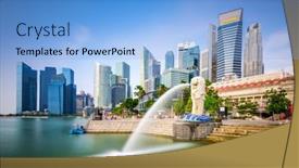  Presentation with merlion - Theme featuring singapore-september-3-2015 background and a  colored foreground