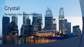  Presentation with marina - Colorful PPT layouts enhanced with singapore skyline and marina bay backdrop and a light blue colored foreground