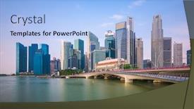  Presentation with singapore - Presentation theme with singapore-skyline-at-the-marina background and a light blue colored foreground