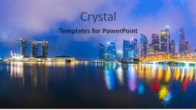  Presentation with marina - Cool new slide set with singapore-skyline-at-the-marina backdrop and a light blue colored foreground