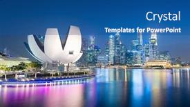  Presentation with marina - Amazing presentation design having singapore-skyline-at-the-marina backdrop and a ocean colored foreground