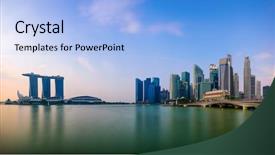  Presentation with marina - Audience pleasing PPT layouts consisting of singapore skyline at the marina backdrop and a light blue colored foreground