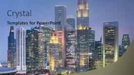  Presentation with singapore - Cool new PPT theme with singapore-skyline-view backdrop and a teal colored foreground