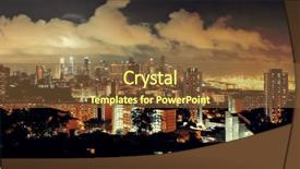  Presentation with urban buildings - PPT theme consisting of singapore skyline viewed from mt background and a tawny brown colored foreground