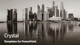  Presentation with urban buildings - Beautiful presentation theme featuring singapore skyline with urban buildings backdrop and a tawny brown colored foreground