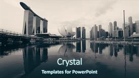  Presentation with singapore water - Audience pleasing slides consisting of singapore skyline with urban buildings backdrop and a ocean colored foreground