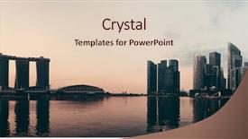  Presentation with singapore water - PPT theme featuring singapore skyline with urban buildings background and a lemonade colored foreground