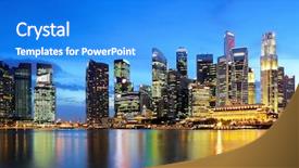  Presentation with singapore tourism - PPT theme enhanced with singapore skyline background and a cobalt blue colored foreground