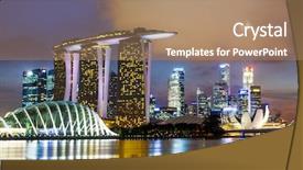  Presentation with singapore - Presentation theme featuring singapore skyline background and a coral colored foreground
