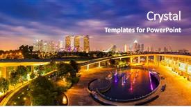  Presentation with singapore tourism - Colorful theme enhanced with singapore travel tourism concept - panorama backdrop and a ocean colored foreground