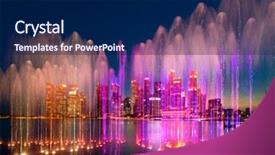  Presentation with singapore water - Slide deck enhanced with singapore water show with city background and a navy blue colored foreground