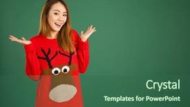  Presentation with pretty girl - Colorful slide set enhanced with singaporean girl wearing christmas jumper backdrop and a ocean colored foreground