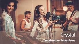  Presentation with singer - Theme featuring singer - multiracial music band performing background and a coral colored foreground