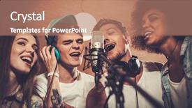  Presentation with music band - Beautiful slides featuring singer - multiracial music band performing backdrop and a coral colored foreground