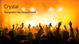 Presentation with singer - Audience pleasing PPT theme consisting of singer - people at the concert backdrop and a gold colored foreground