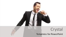  Presentation with young sing woman singing young - Slides featuring singer-in-a-suit-singing background and a light gray colored foreground