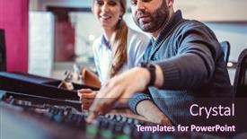  Presentation with singer - Beautiful presentation theme featuring singer-or-artist-and-sound backdrop and a wine colored foreground