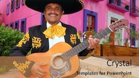  Presentation with mariachi - Slide deck with singer playing guitar in mexico background and a coral colored foreground
