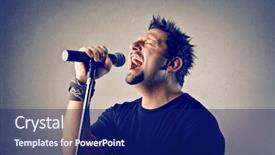  Presentation with microphone - Cool new presentation theme with singer singing with microphone backdrop and a navy blue colored foreground
