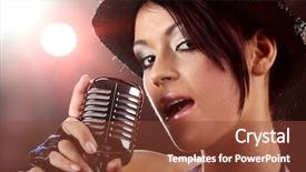  Presentation with singer - Colorful PPT layouts enhanced with singer with the retro microphone backdrop and a tawny brown colored foreground