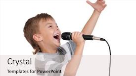  Presentation with microphone - Cool new theme with kids singing - little boy with microphone backdrop and a lemonade colored foreground