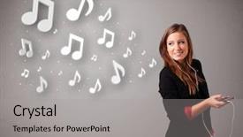  Presentation with music notes - Beautiful presentation design featuring singing and listening to music backdrop and a  colored foreground