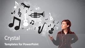  Presentation with music instruments - Theme consisting of houses and atlantic ocean shore background and a  colored foreground.