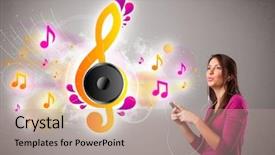  Presentation with music singing - Slide deck having singing and listening to music background and a coral colored foreground