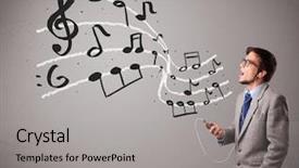  Presentation with music notes - PPT theme enhanced with singing and listening to music background and a  colored foreground