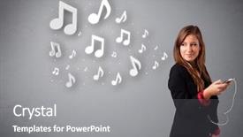  Presentation with music notes - PPT theme enhanced with singing and listening to music background and a gray colored foreground