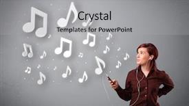 Presentation with music notes - Presentation design enhanced with singing and listening to music background and a light gray colored foreground