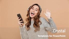  Presentation with music singing - Colorful presentation theme enhanced with singing and listening to music backdrop and a coral colored foreground