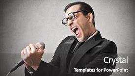  Presentation with music singing - PPT layouts featuring singing elegant man background and a dark gray colored foreground