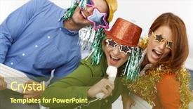  Presentation with instrument - Amazing PPT layouts having singing having fun in party backdrop and a tawny brown colored foreground