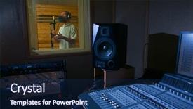  Presentation with music singing - Amazing presentation theme having singing in the music studio backdrop and a navy blue colored foreground