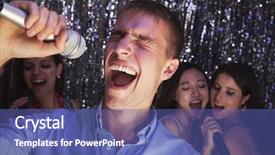  Presentation with microphone - Colorful PPT theme enhanced with singing into microphone at karaoke backdrop and a ocean colored foreground