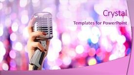  Presentation with microphone - PPT layouts consisting of singing music - female hands holding microphone background and a pink colored foreground