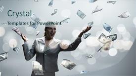  Presentation with rich - Cool new PPT theme with singing rain - dreaming to become rich backdrop and a sky blue colored foreground