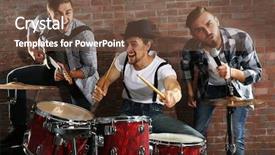  Presentation with drums - Theme enhanced with singing reflections - musicians playing the drums background and a  colored foreground