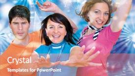  Presentation with fall party - Presentation theme enhanced with singing reflections - three friends making party background and a coral colored foreground